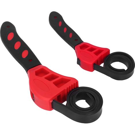 Clé à sangle caoutchouc réglable 2 pièces, 6 et 8 pouces, multifonction pour entretien auto, rouge (1/5)