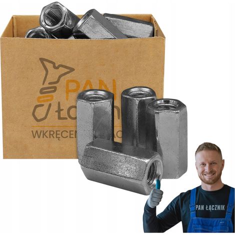 Écrou Rallongé Hexagonal Pan Łącznik, M14 x 42 mm, DIN 6334, Zingué, Sac 1 kg (1/5)