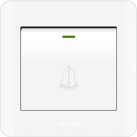 Bouton de sonnette extérieur, interrupteur de sonnette 220-250V avec panneau en verre trempé. Blanc1,3.38 pouces de diamètre