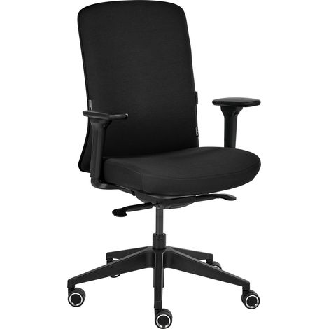 Office Chair Black Fabric Adjustable Backrest Sliding Seat Adjustable Armrests Lumbar Support KAMILON (1/5)