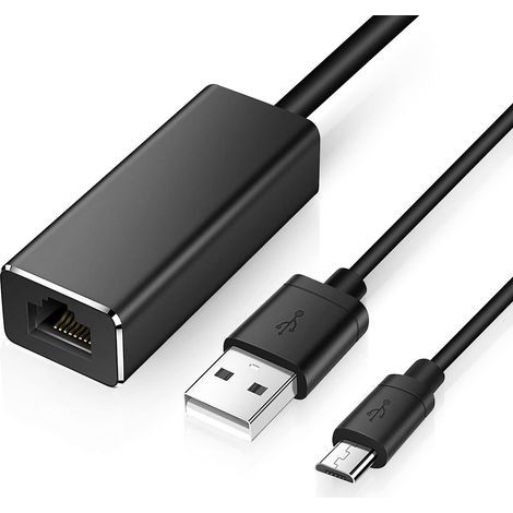 Micro-USB-zu-RJ45-Ethernet-Netzwerkadapter, USB-LAN-zu-10/100-Mbit/s-Ethernet-Adapter für Chromecast und Fire TV Stick (3. Generation) mit USB-2.0-Stromkabel (1/5)