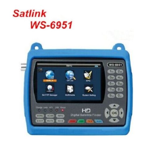 Mesureur de champ Satellite - Satlink WS 6951 - HD 4.3 LCD DVB-S2, MPEG-2/MPEG4, pour Satellites, Caméras de sécurité (avec sortie 12V et entrée AV)