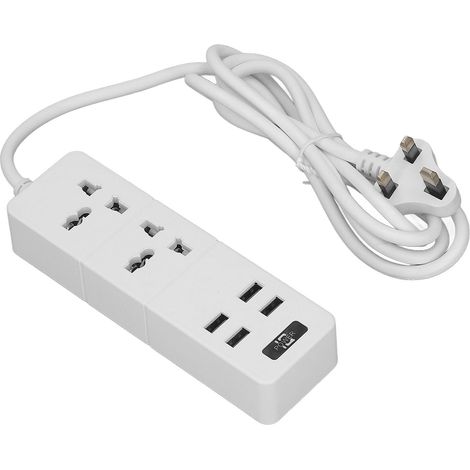 Multiprise USB intelligente 2500W, bloc prises multifonction blanc avec chargeur USB, prise standard UK, tension 110-250V, design compact créatif. (1/5)
