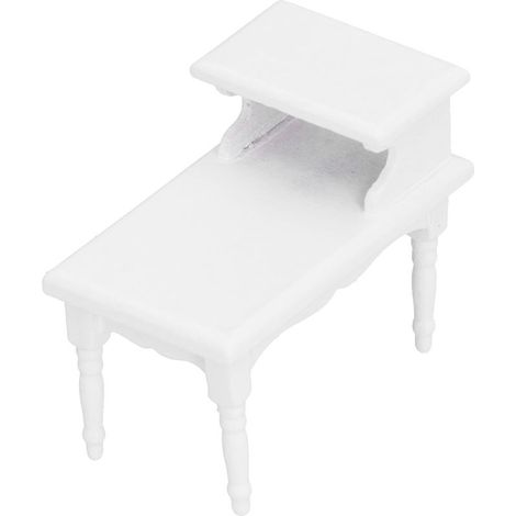 Table basse miniature 1:12 en bois blanc pour maison de poupée DIY, meuble de décoration modèle thé (1/5)