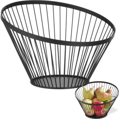 Cesta frutera de alambre, negra, con acabado mate, diámetro 300 mm - Hendi 427071 (1/3)
