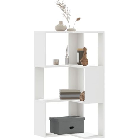 Eck-Bücherregal 3 Böden Weiß 50x50x102 cm Holzwerkstoff