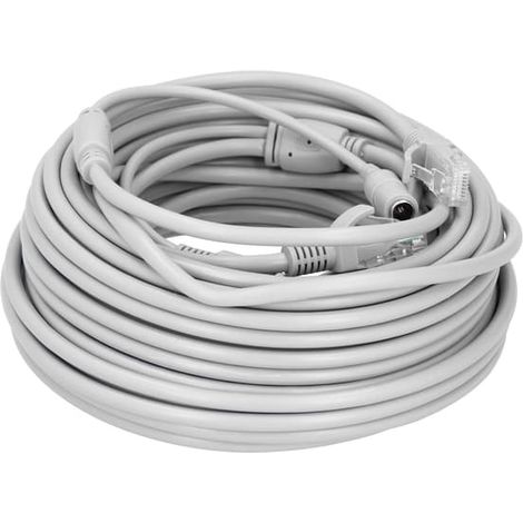 Câble PoE 2-en-1 de 20 m pour caméras IP, NVR et CCTV - Câble réseau portable (1/5)