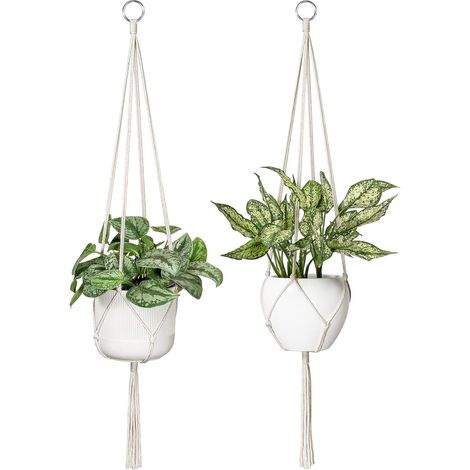 Appendiabiti per piante in macramè, fioriera sospesa in corda di cotone, arredamento boho moderno, 41 pollici, 2 pezzi