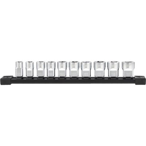 Milwaukee 4932492507 Juego de 10 llaves de vaso métricas plateadas (1/2)