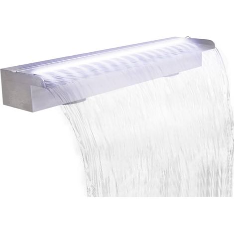 Lame d'eau rectangulaire à LED 90 cm en acier inoxydable pour piscine (1/5)