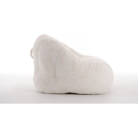 Großer Sitzsack-Sessel für Erwachsene aus Polyester in Felloptik mit Schaumstoff, Creme, HOMVRA (1/5)