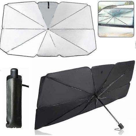 Auto-Sonnenschutz für die Windschutzscheibe, faltbarer Sonnenschutz aus titansilbernem Stoff-65 x 125 cm (1/5)