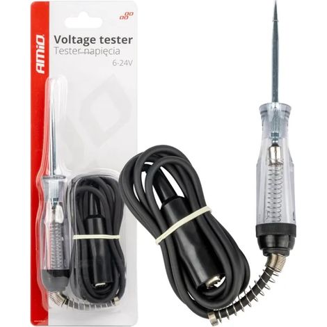 Testeur de tension automobile avec pince crocodile 6-24 V amio-04273 (1/3)