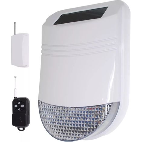 Kit sirène solaire universelle IP66 sans-fil avec émetteur et télécommande (HY) (1/5)