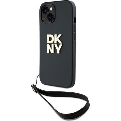 iPhone 15 Hülle dkny Hartschalenkoffer mit Handschlaufe, Standardlogo, Schwarz (1/5)