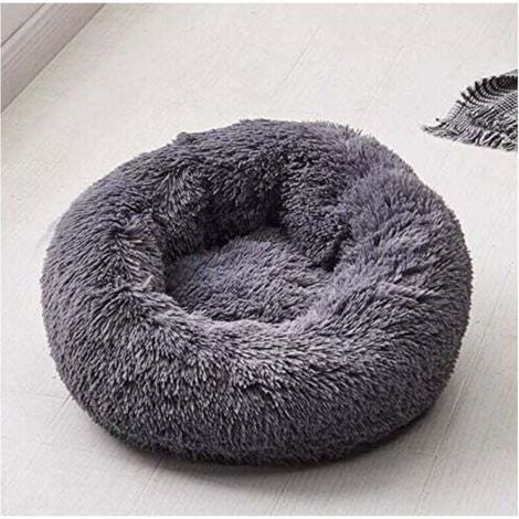 Round Pet Bed Basket for Dogs and Cats, Plush Basket, Thick Cushion, Winter Mattress, Round Pet Bed (XS/40cm, Dark Grey) (1/4)