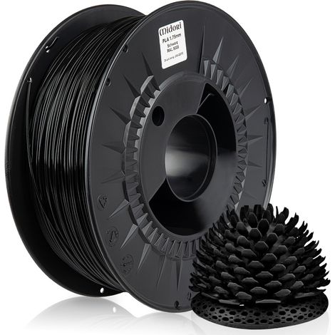 MIDORI® 3D Drucker 1,75mm PLA Filament 1kg Spule Rolle Premium Schwarz RAL9005 (1/5)