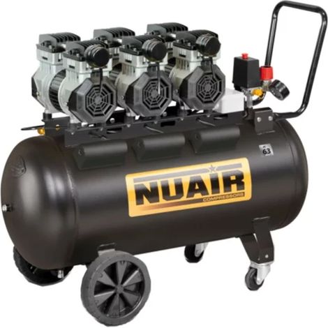 Nuair – Compresseur sans huile 3 CV – Débit d’air 19 m3/h – Pression 8 bar – Capacité réservoir 100 litres – Transport facile avec roues (1/2)
