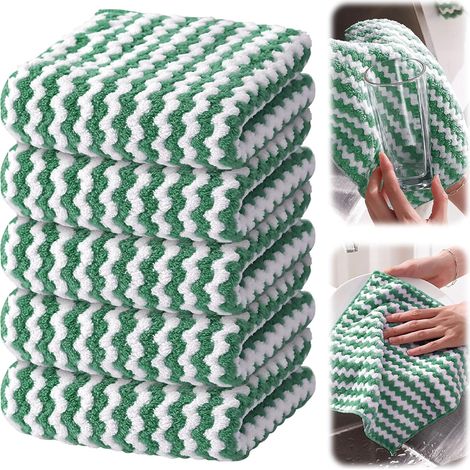 10PCS Washing Cloths - Microfiber Cleaning Cloths, Reusable and Washable Dishcloths, Microfiber Towels for Cars, Cleaning Cloths, Green