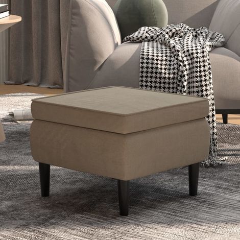 Repose-pied, Tabouret Bas Pouf, Tabouret avec pieds pour Salon ou Chambre en bois Gris clair Velours HAV7806 (1/5)