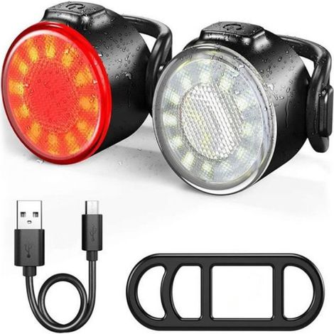 Feux De Vélo Avant Et Arrière - USB Rechargeable - 6 Modes LED - Étanche IPX5 - Pour Cyclisme Plein Air - Ensemble De 2 Pièces