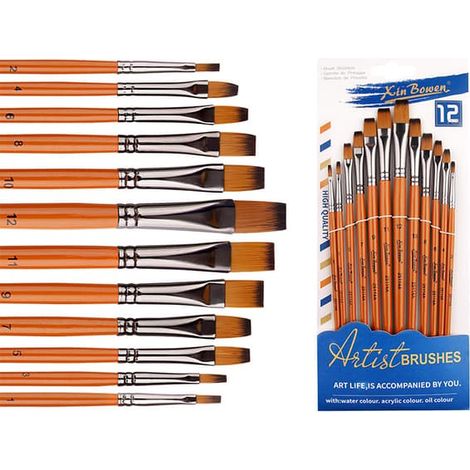 Ensemble de 12 pinceaux en nylon pour aquarelle, gouache et peinture à l'huile (1/5)