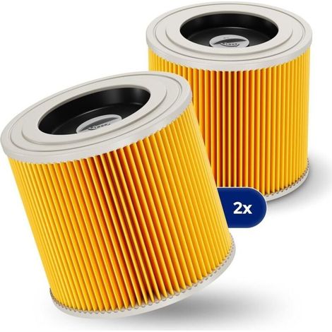 Lot de 2 filtres à cartouche + 2 vis de fermeture supplémentaires - Pour aspirateur Kärcher WD3 Premium WD2 WD3 WD 3 MV3 WD 3 P - Kit d'extension remplace 6.414-552.0, 6.414-772.0 (1/4)