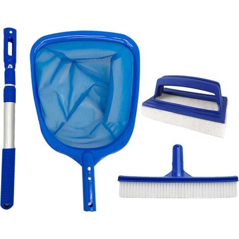 Kit Nettoyage Piscine d'entretien de Épuisette De Piscine, Brosse Écumoire Filet Accessoires Portables - (1/5)