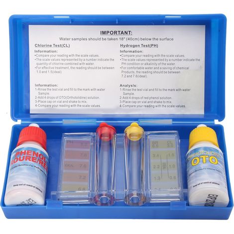 testeur de ph détecteur de qualité d'eau de piscine agent de test de concentration de chlore résiduel OTO test acide-base boîte d'analyse de la qualité de l'eau (1/4)