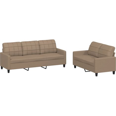 Maison Exclusive - Set di Divani 2 pz con Cuscini cappuccino in Similpelle