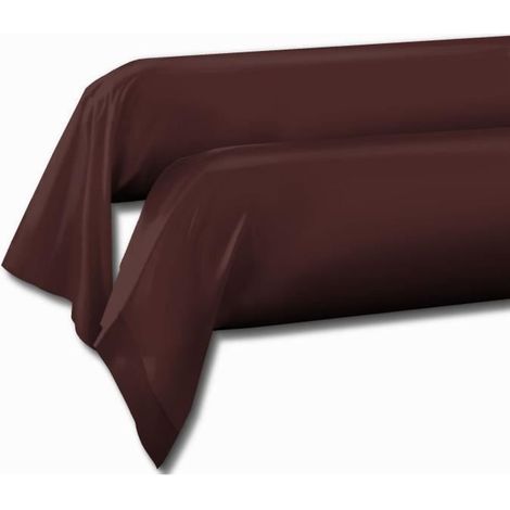 Taies de traversin LOVELY HOME LH71586 lot de 2 85 x 185 cm coton marron chocolat (1/2)