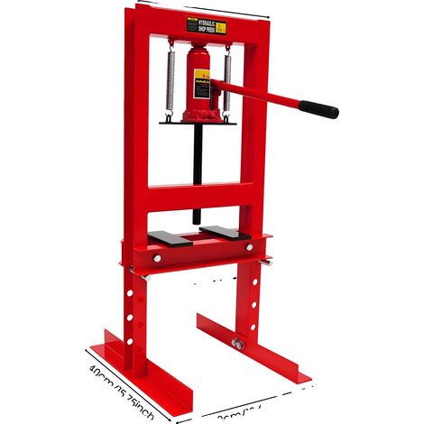 Presse hydraulique, capacité de 6 tonnes, fonctionnement manuel, Rouge (1/2)