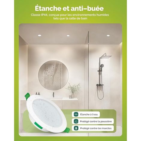 Projecteur LED encastré dimmable projecteur LED lumière blanche chaude lumière blanche neutre lumière blanche froide réglable, projecteur de salle de bain ip44 pour salon cuisine, rond, lot de 12 (1/5)