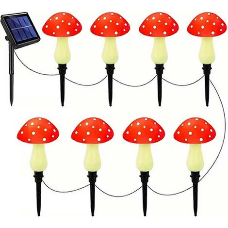 Guirlande lumineuse solaire en forme de champignon pour allée de jardin (lot de 8) (1/5)