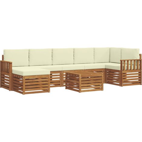 Conjunto de sofás de exterior 8 uds. Natural y Crema vidaXL (1/5)