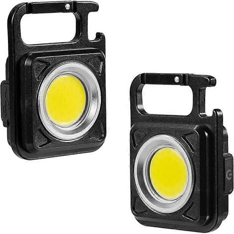 Multifunktionale Mini-COB-Schlüsselanhänger-Notleuchte mit Magnet, wiederaufladbar per USB und Magnet für Outdoor-Camping, 2er-Pack
