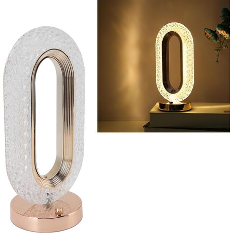 Lampe de Chevet Cristal LED Luxe Interrupteur Tactile 2000mAh Changement de Couleurs Maison Doré (1/5)