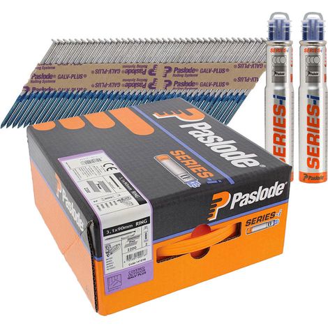 Paslode 3.1 x 63mm IM360 Ring Nails Galv-Plus® Finish Box of 2200 + 2 Fuel Cells PAS141073 (1/3)