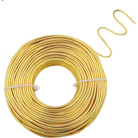 Fil en aluminium doré - 2 mm x 30 m - Flexible - Pour travaux manuels (1/5)