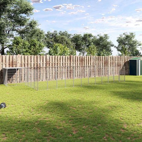 vidaXL Perrera plateada 22,99 m² acero (1/5)