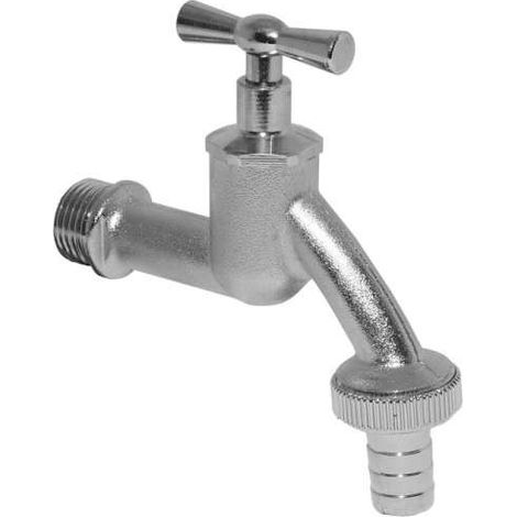Wasserhahn Auslaufventil Gartenhahn matt verchromt 1/2" DN15 mit Knebelgriff