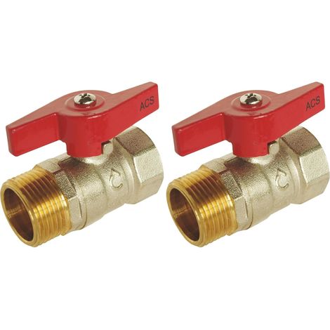 Vanne à sphère Double Mâle 1"1/4, PN 16, étanchéité par double joints toriques, corps en laiton CW617N, poignée plate réversible, idéale pour eau chaude/froide (1/5)