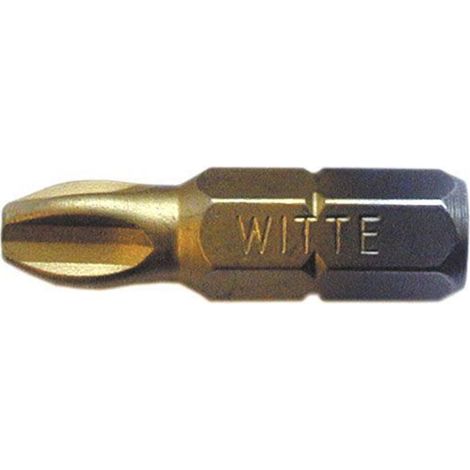 Embout Pozidriv court standard WITTE TIN 1/4" PZ2x25 pour vis de précision