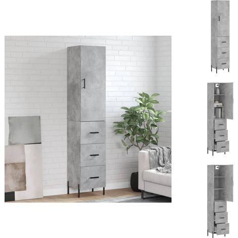 Sideboards - Living Highboard Betongrau 34,5x34x180 cm Holzwerkstoff (1/5)