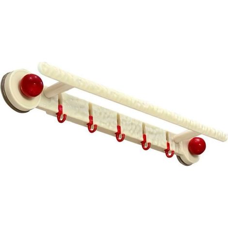 Toallero de baño de pared con ventosas, estante de almacenamiento de plástico sin taladro, adecuado para guardar zapatillas y artículos de uso diario, diseño beige de una sola capa.