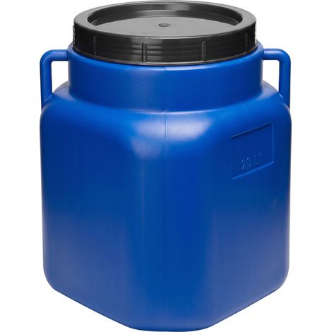 Garronda Fût alimentaire carré 20 L en HDPE sans BPA avec couvercle, pour choucroute, salaison, eau et aliments, bleu GD-0088