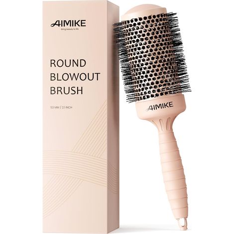 Nano Ion Thermal Ceramic Tech Round Hair Brush, Large Round Brush for Blow-Drying and Styling, Maximum Volume and Shine, Barrel 5.3cm, Thick and Curly (1/5)