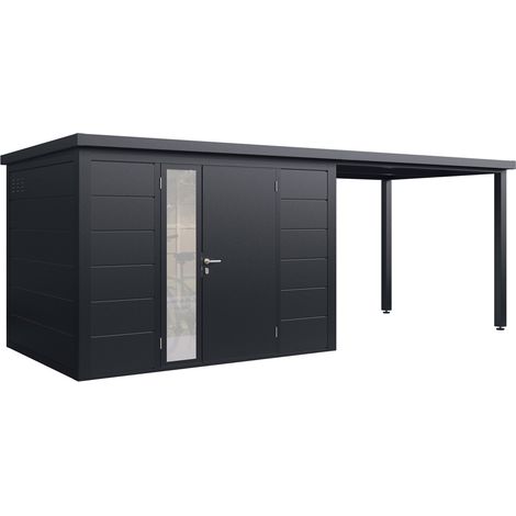 Finnhaus Wolff Metall-Gerätehaus "Linnea 5823", anthrazit, 570 x 230 cm (1/5)