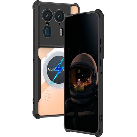Étui pour Motorola Edge 50 Ultra, avec plaque magnétique, transparent/noir (1/5)