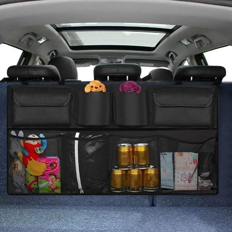 Organisateur de siège arrière de voiture, 8 poches pour garder la voiture propre et organisée, rangement pliable durable pour plus d'espace dans le coffre, organisateur de voiture sûr avec sangles aju (1/4)